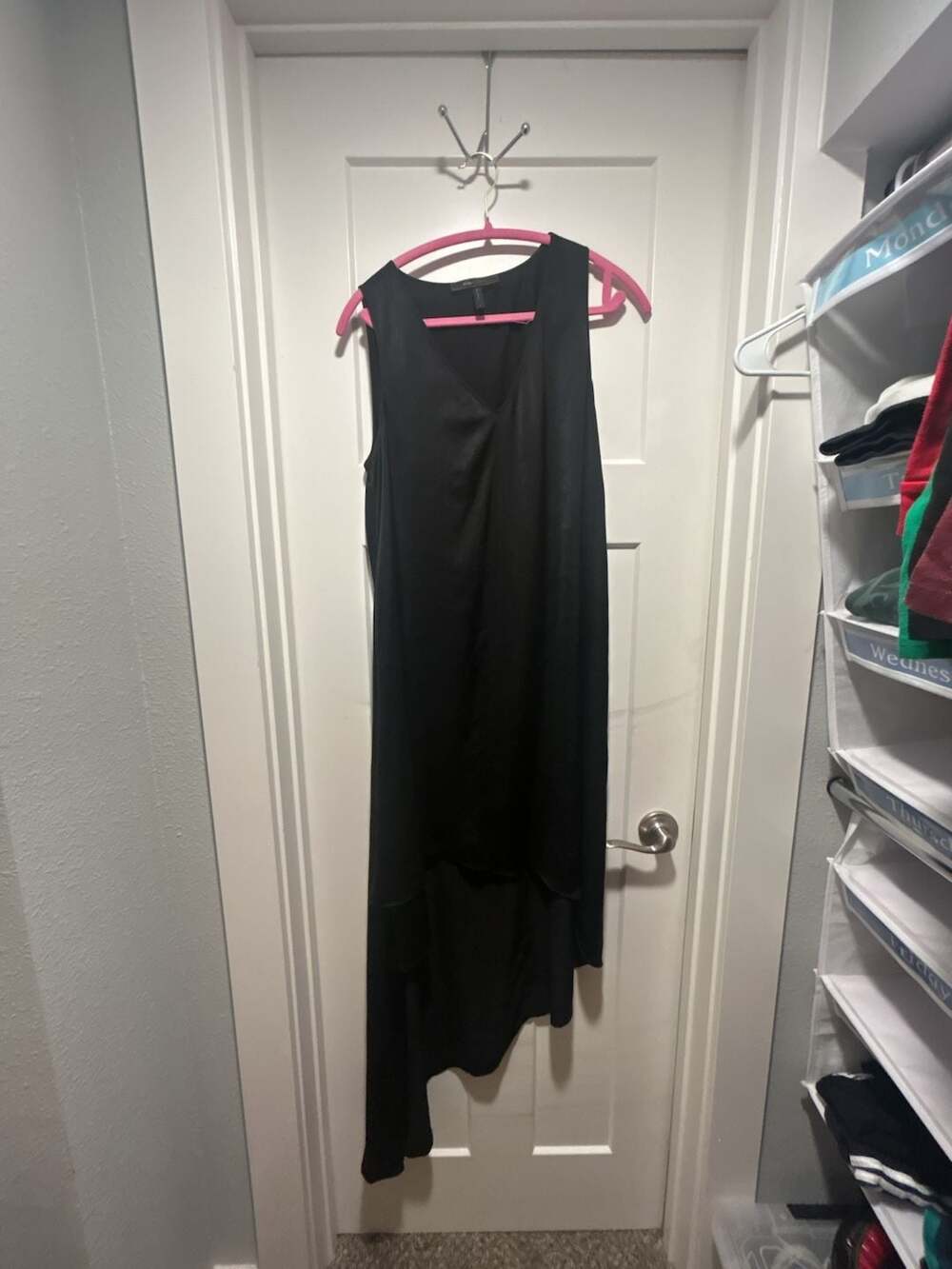 BCBGMAXAZRIA Asymmetric Dress Size S Black Sleeveless High Low V-Neck